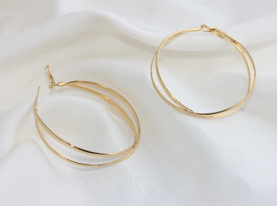 Earrings, Double Hoop