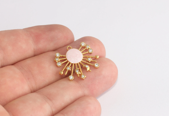 Medaglione Galaxy in oro lucido 24k, 22x26 mm, con zirconi cubici, micro pavé XP291