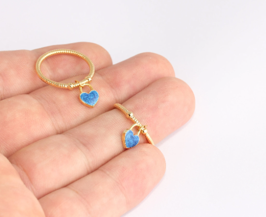 17mm 24k Shiny Gold Heart Rings, Braided, String, Rings, SLM795