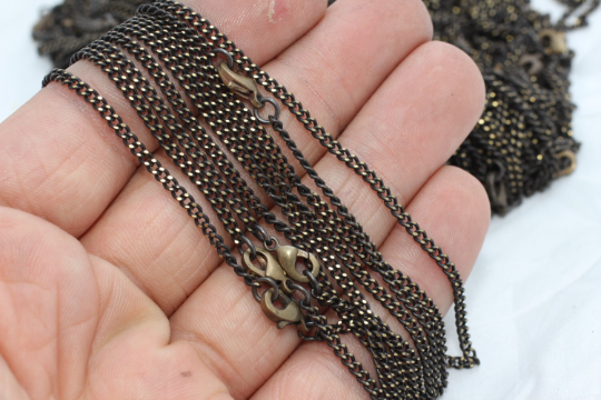 18'' 2x2,4mm Antik Bronz Zincir, Hazır Kolye AE104