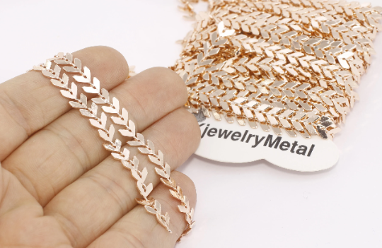 Catene a freccia in oro rosa da 6 mm, catena a zig-zag, oro rosa, BXB224