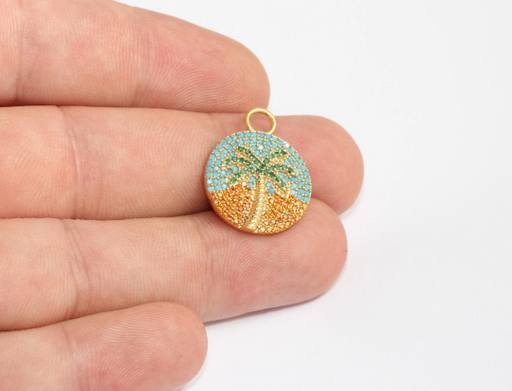 Shiny Gold Palm Pendant
