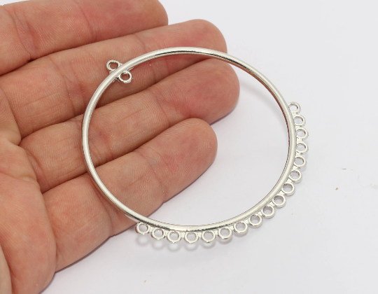 60 mm Rodyum Kaplama Küpe Halkaları, Sallantılı Küpeler, Halka Küpeler, Küpe Ayarları, Büyük Halkalar, Gümüş Kaplama Küpeler, EAR36-3