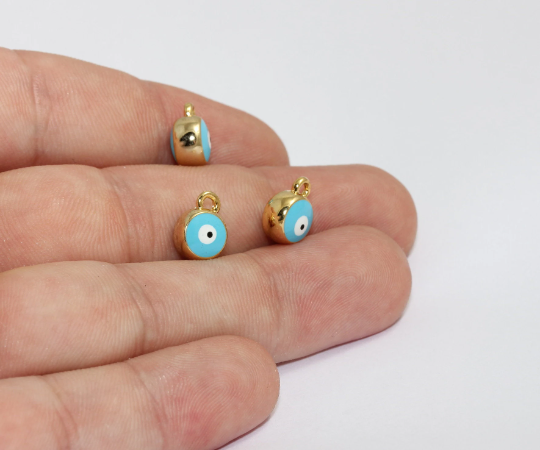 9x12mm 24k Shiny Gold Evil Eye Beads, Evil Eye Bracelet , MLS411