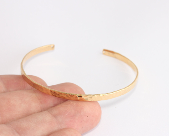 60mm 24k Shiny Gold Band Bracelet Hammered, Bracelet CHK726-1