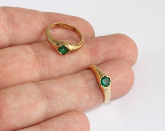 16-17mm 24k Shiny Gold Micro Pave Rings, Dainty Rings, BRT862