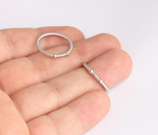 17mm Rhodium Plated String Rings, Closed Rings, Braided SLM790