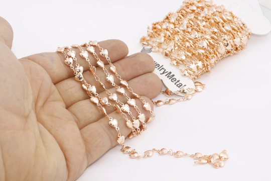 Rose Gold Heart Chain, Choker Bar Chain, Soldered Chains, BXB112