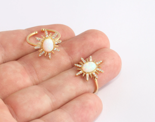 16-17mm 24k Shiny Gold Sun Rings, CZ Sun Rings, Micro XP174
