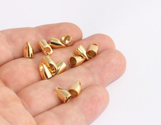 6x10mm 24k Shiny Gold Bead Caps, Inner Size 4,8mm, SLM1000