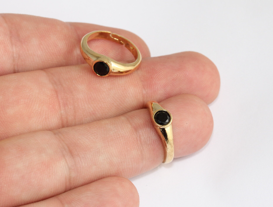 16-17mm 24k Shiny Gold Micro Pave Rings, Dainty Rings, BRT532