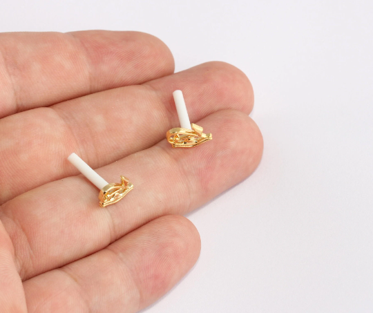 8x11mm 24k Shiny Gold Eye Earrings, Egyptian Eye Stud , SLM209