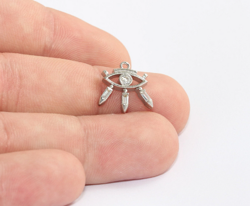 Rhodium Plated Evil Eye