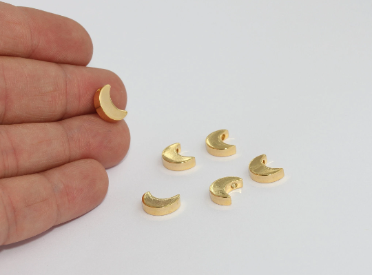 8x11mm 24k Shiny Gold Moon Charms, Crescent Charms, BRT54