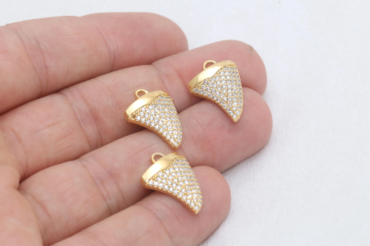 13x19mm 24k Shiny Gold Ivory Pendant, Micro Pave Charms, ZRCN581