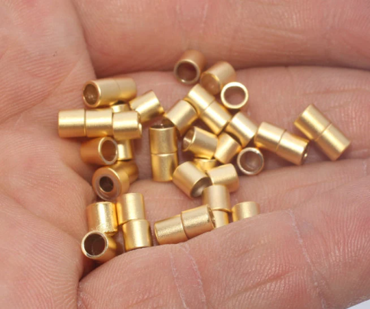 4x4mm 24K Matt Gold Spacer Tubes, Tiny Spacer Tubes, Gold BRT57