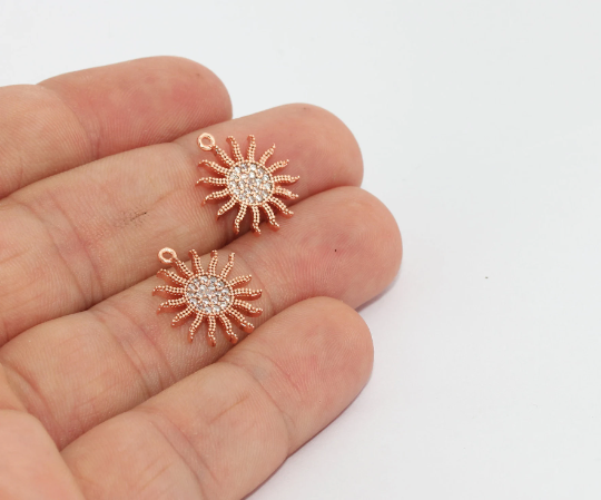 15x17mm Gül Altın Güneş Takıları, Mikro Döşeme Güneş, MTE1437