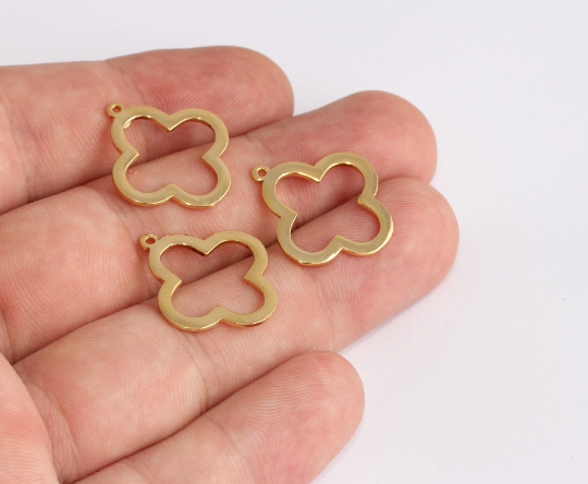 20x22mm 24k Shiny Gold Clover Charms, Shiny ,Clover, SLM243