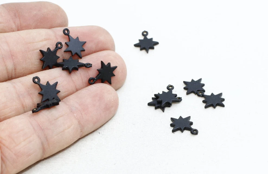 10x13mm Black North Star Charms, North Star Pendants, ETS110