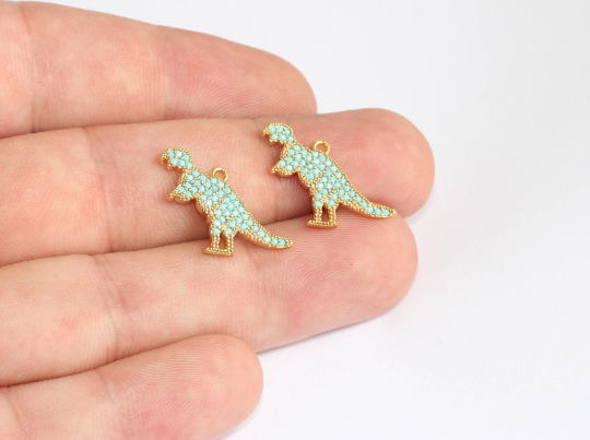 Shiny Gold Dinosaur Charms
