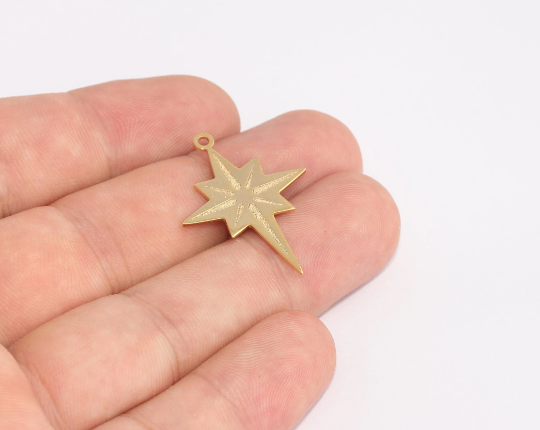 Ciondolo Stella Polare in oro lucido 24k, 24x32 mm, SLM314