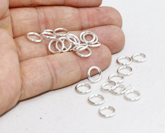 9mm Silver Plated Connectors, Closed Ring, Round Connector, Silver Plated Hoops, Circle Connectors, Jewelry Findings, MAG56
