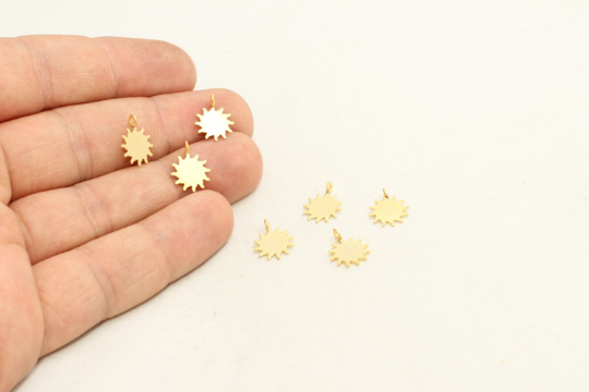 10x12mm 24k Matt Gold Sun Charm, Mini Sun Pendant, BRT245