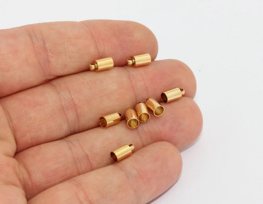 4x8mm 24k Shiny Gold Bead Caps, Inner Size 3,5mm, Cord MTE1156