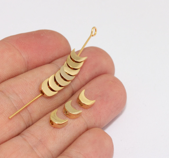 5x6mm 24k Shiny Gold Moon Charms, Crescent, Moon jewelry MLS62