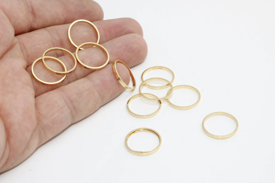 16mm 24k Shiny Gold Closed Ring, Connectors, Circle ,    BRT200