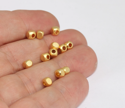 Cube Beads, Gold Bracelet Beads