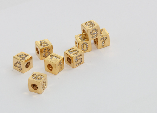 Shiny Gold CZ Number Beads