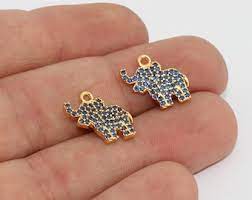 Ciondoli in oro lucido 24k da 13x18 mm, ciondolo a forma di elefante, ZRCN79