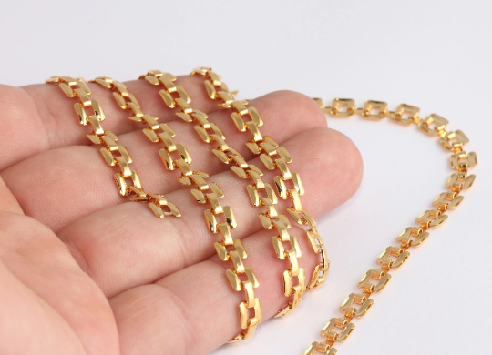 6mm 24k Shiny Gold Chain, Bulk Lot Chain, Box Chains, CHK126-3