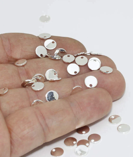 6mm Silver Plated Coins, Coin Charms, Drop Charms, Round Charms, ALS49