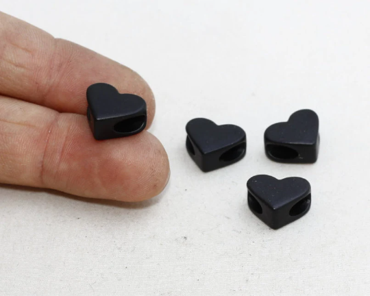 12x15mm Black Plated Heart Beads, Large Hole Beads, Heart ETS79