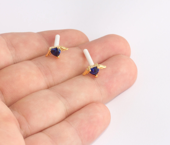 6x13mm 24k Shiny Gold Stud Earrings, CZ Stud Earrings, SLM505