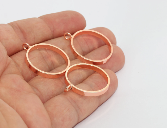 25x30mm Gül Altın Çerçeve Kolye, Açık Arka Çerçeve, MTE1423