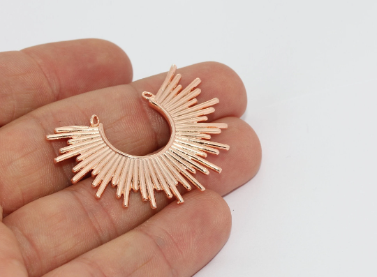 Ciondolo a forma di luna in oro rosa 30x40 mm, ciondolo a mezzaluna, MTE1491