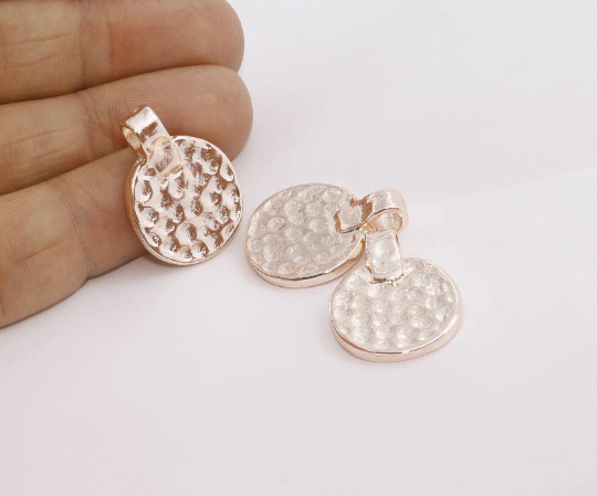 Monete martellate in oro rosa da 19x25 mm, medaglione con moneta, ciondoli ROSE654