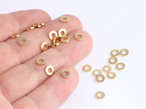 Spacer Beads, Gold Ring Beads, Tiny