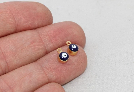 5x8mm Parlak Altın Nazar Boncuğu, Nazar Boncukları, MTE1040
