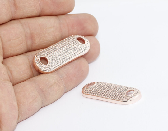 Ciondoli per bracciale in oro rosa 5x39 mm, bracciale micro pavé, cubico ZRCN37