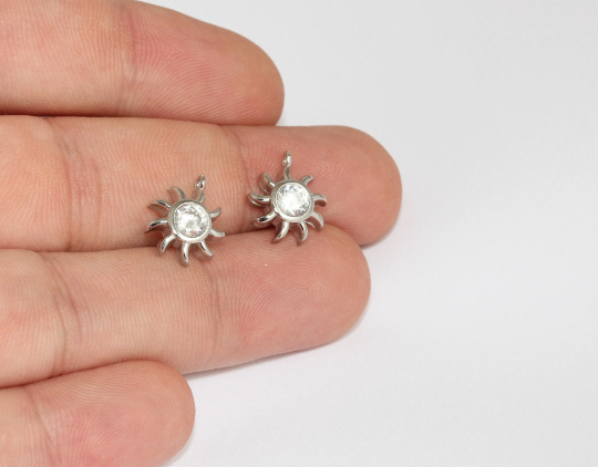 11x14 mm Rodyum Kaplama Güneş Takıları, Mikro Döşeme Güneş MLS775