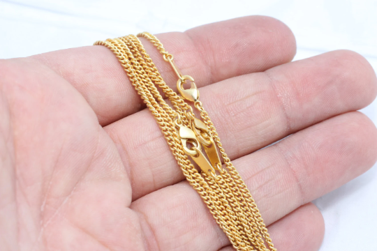 17 '' 2x2,4mm 24k Shiny Gold Chain, Ready Made Necklace CHK231
