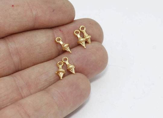 4x11mm 24k Shiny Gold Drop Charms, Mini Drop Charms, BRT688
