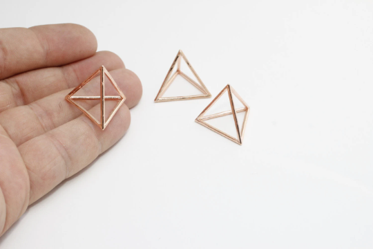 21mm Rose Gold Pyramid Charms, Triangle Charms, ROSE381