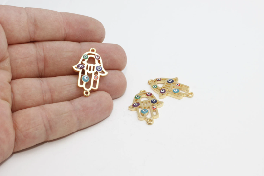20x29mm 24 Shiny Gold Hamsa, Evil Eye Hamsa, Hamsa , ZRCN289