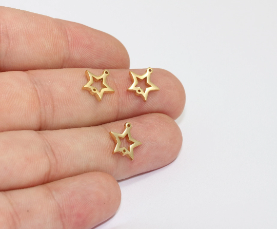 11x12mm 24k Shiny Gold Star Charms, Star Necklace,Star MLS433