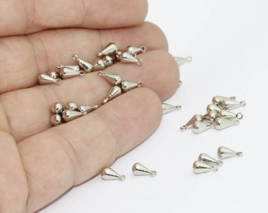 4x8mm Gümüş Kaplama Damla Kolye, Mini Damla Kolye, CR160